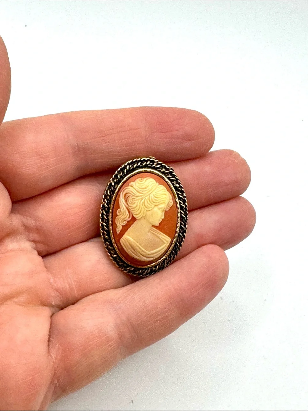 Vintage Peri Oval Faux Cameo Pin